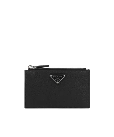 PRADA PRADA LOGO PLAQUE ZIPPED WALLET