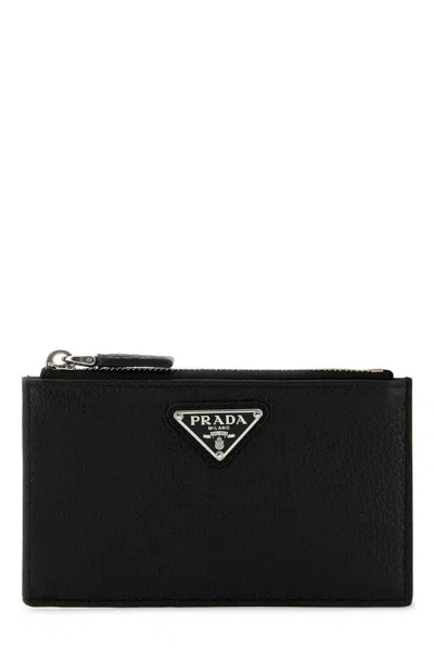 PRADA LOGO PLAQUE ZIPPED WALLET