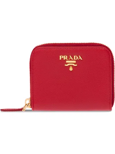 Prada Small Saffiano Leather Coin Purse In Red