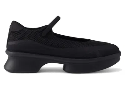 Pre-owned Prada Logo Platform Ballet Flats (women's) Sneakers In Black