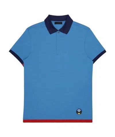 Prada Logo Polo Shirt In Blue