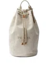 Prada Canvas Backpack With Eyelet Detailing And Top Handle In Neutral