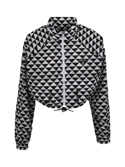 Prada Logo-print Bomber Jacket In Black