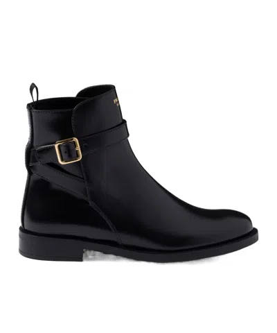 PRADA PRADA LOGO-PRINTED ROUND-TOE BOOTS