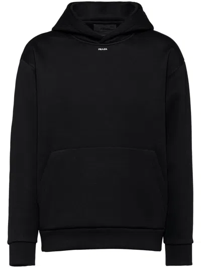 Prada Logo-print Cotton Hoodie In Black