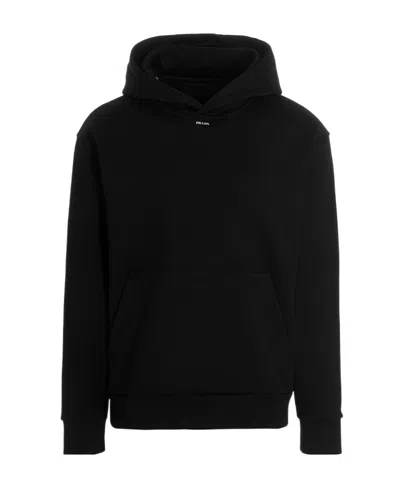 Prada Logo-print Cotton Hoodie In Black