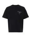 Prada Mens Black Logo-print Dropped-shoulder Cotton-jersey T-shirt In Black