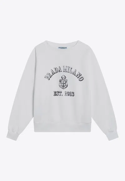 Prada White Cotton Sweatshirt In Gray