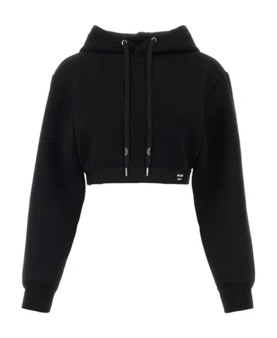 PRADA COTTON FLEECE AND NYLON HOODIE