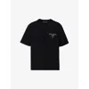 Prada Mens Black Logo-print Dropped-shoulder Cotton-jersey T-shirt In Black