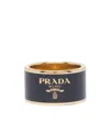 Prada Logo-print Flat Band Ring In Black