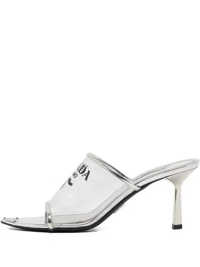 Pre-owned Prada Logo-print Heeled Mules