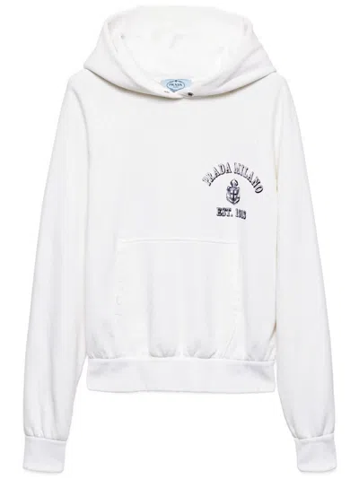 Prada Logo-print Hoodie In White