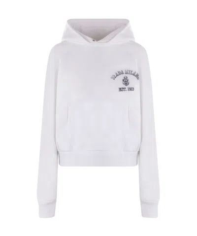 Prada Logo-print Hoodie In White