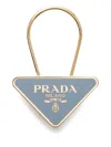 Prada Logo-print Keyring In Gold