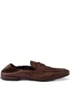 Prada Logo-print Leather Loafers In Brown