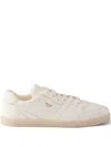 Prada Leather Low-top Sneakers Round Toe In Metallic