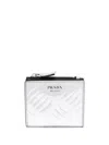 Prada Logo-print Leather Wallet In Silver