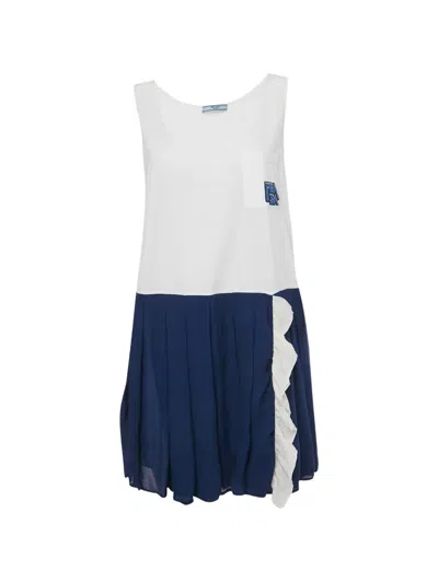 Pre-owned Prada Logo-print Mini Dress In White