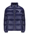 Prada Logo-print Puffer Jacket In Blue