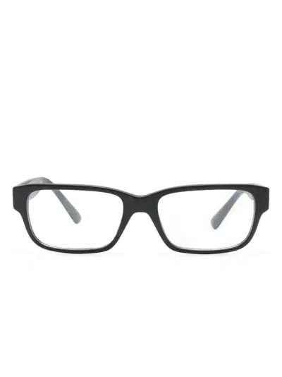 Prada Logo-print Rectangle-frame Glasses In Black