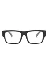 Prada Logo-print Rectangle-frame Glasses In Black