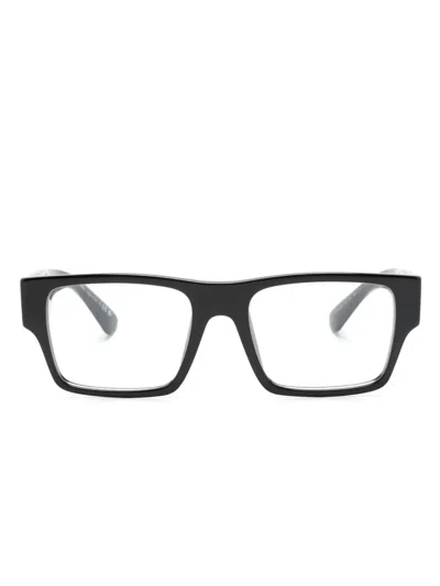 Prada Logo-print Rectangle-frame Glasses In Black