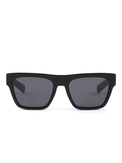 Prada Logo-print Rectangle-frame Sunglasses In Black