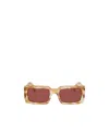 Prada Logo-print Rectangle-frame Sunglasses In Brown