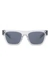 Prada Logo-print Rectangle-frame Sunglasses In Silver