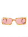 Prada Logo-print Rectangle-frame Sunglasses In Yellow