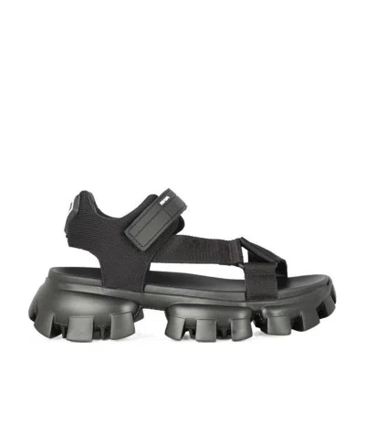 Prada Logo-print Ridged-sole Sandals In Black