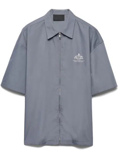 Prada Logo-print Shirt In Grey