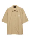Prada Short-sleeved Technical Cotton Shirt In Neutrals