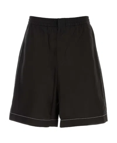 Prada Logo-print Silk Bermuda Shorts In Black