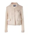 Prada Logo-print Silk Jacket In Nude