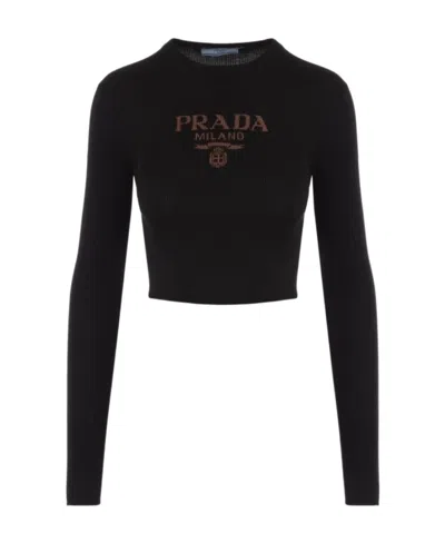 PRADA LOGO-PRINT SILK JUMPER