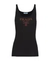 Prada Logo-print Slim Knit Tank Top In Black