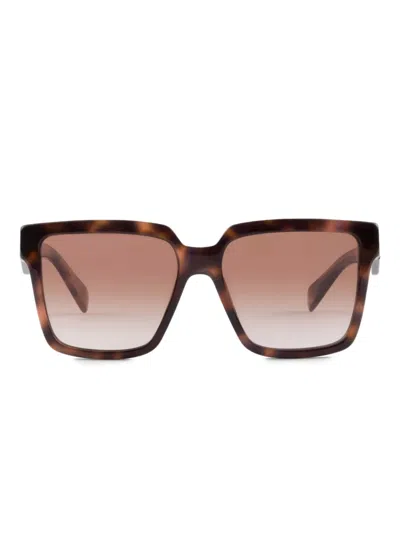 Prada Logo-print Sunglasses In Opaque Gradient Dark Brown Lenses