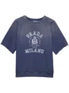 Prada Blue Cotton Fleece T-shirt In Blue