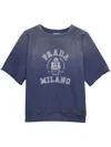 Prada Blue Cotton Fleece T-shirt In Navy