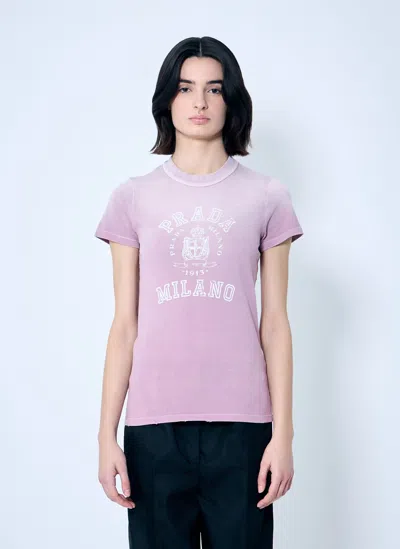 Prada Logo Print T-shirt In Purple