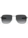 Prada 57mm Polarized Gradient Rectangular Sunglasses In Silber