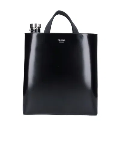 Prada Tote Bag With Bottle In Black  