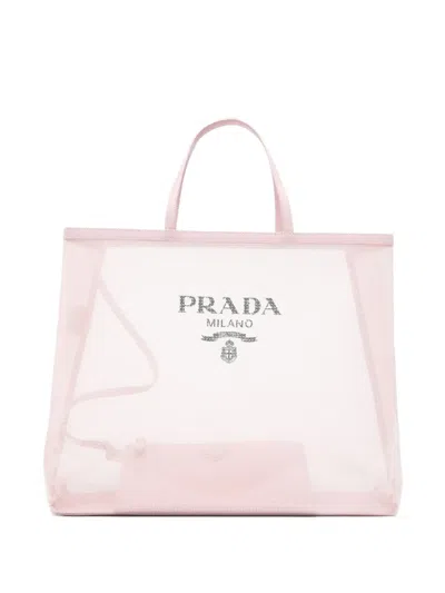 Prada Logo-print Tote Bag In Pink