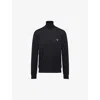 Prada Mens Black Logo-print Turtleneck Wool Jumper In Black