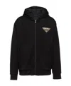 Prada Logo-print Zipped Hoodie In Black