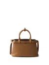 Prada Womens Brown Buckle Small Leather Tote Bag In Caramel 0