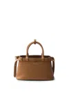 Prada Womens Brown Buckle Small Leather Tote Bag In Caramel 0