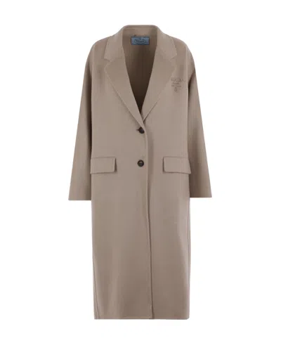 PRADA PRADA LOGO PRINTED OVERSIZED-FIT COAT